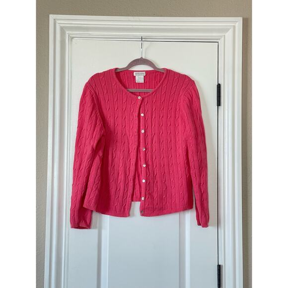 Pierre Cardin Vintage Cable Knit Cotton Cardigan Sweater Buttoned X Large - Picture 2 of 4